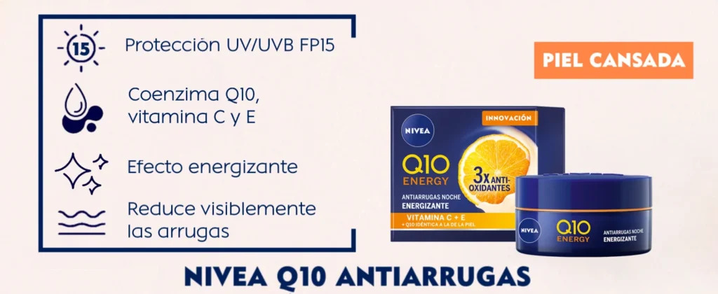 Caracteristicas del producto NIVEA Q10 Energy Crema de Noche Antiarrugas + Energizante (50 ml), crema antiarrugas