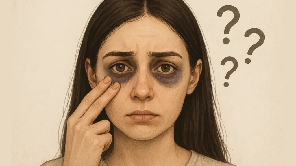 ojeras oscuras por cansancio en mujer joven