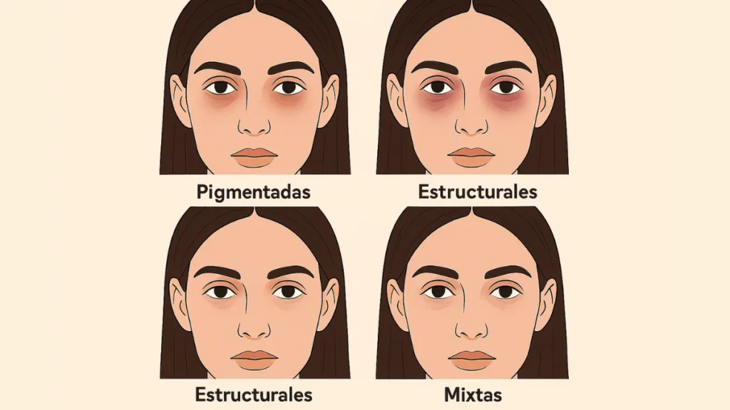 tipos de ojeras: pigmentadas, estructurales y mixtas